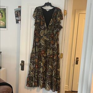 Floral Tiered Maxi Dress - Olive Multi